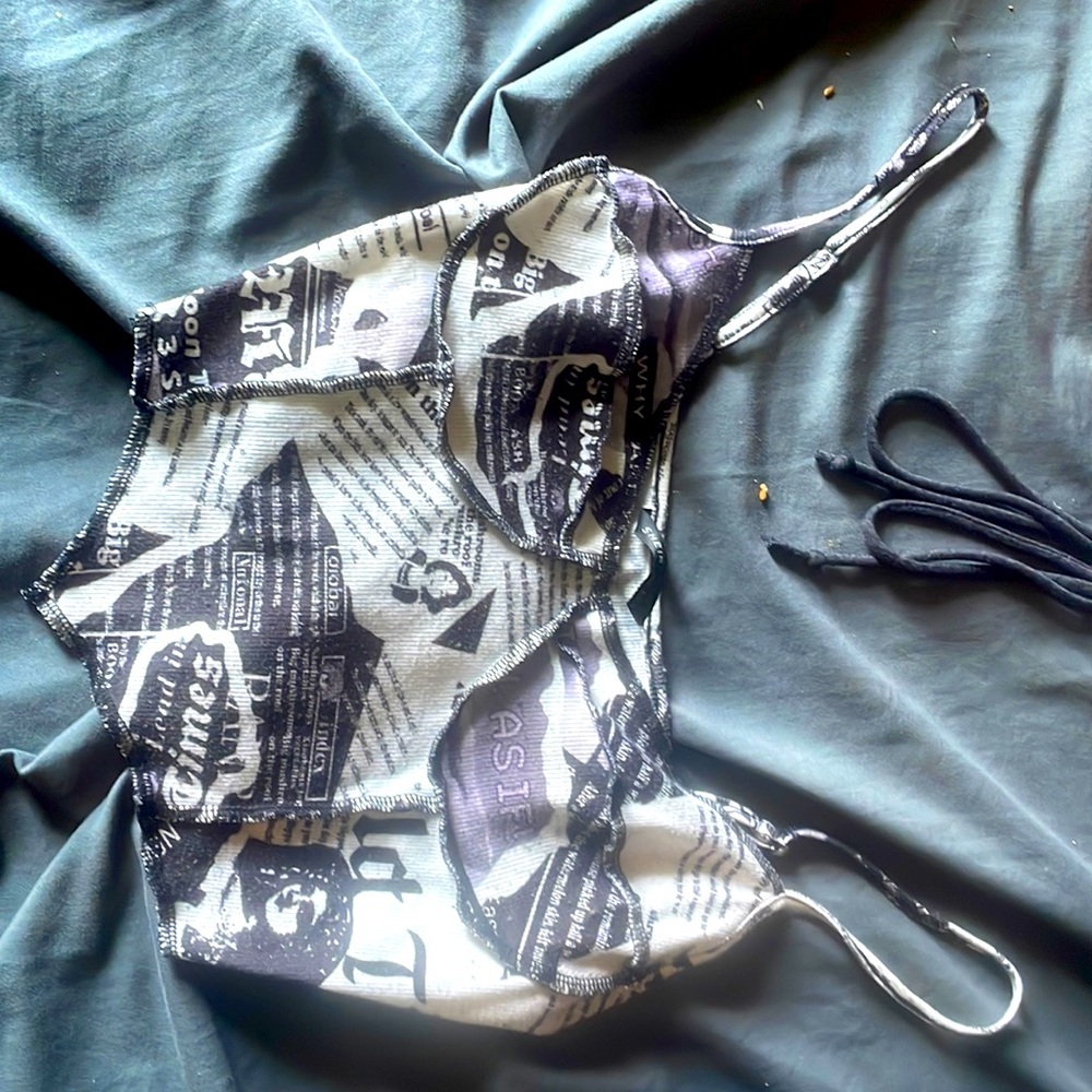 Crop top size small newspaper design very cute and comfy  nwot